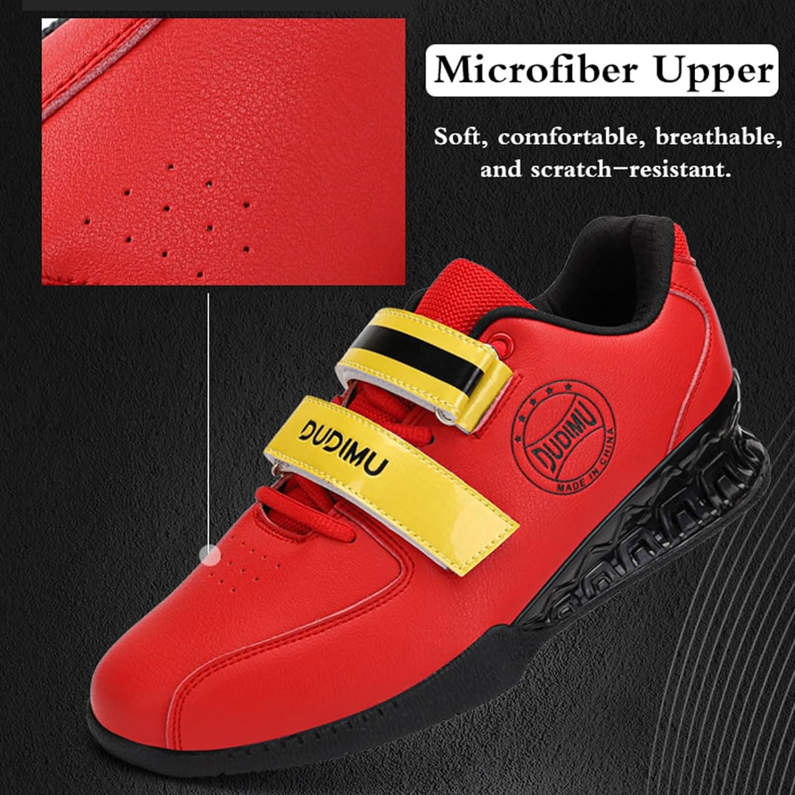 Scarpe da Sollevamento Pesi da Uomo, Scarpe Squat Uomo, Supporto per Il Tallone, Attrezzatura Palestra per Sollevamento Pesi, Cross Training, Squat Pesanti, Suola Rigida, Competizione