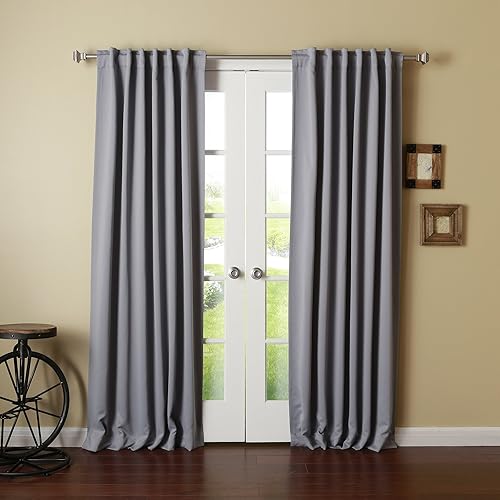 Miniatura 1 de Best Home Fashion Cortinas opacas con aislamiento térmico, pestaña trasera, bolsillo para barra, color gris, 52 pulgadas de ancho x 126 pulgadas de
