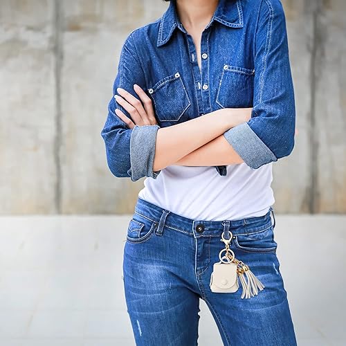 Miniatura 6 de MODOS LOGICOS Funda de carga para Apple Air Pods, funda de cuero genuino con un par de borlas caídas para Apple AirPods 12 Funda de carga - Beige