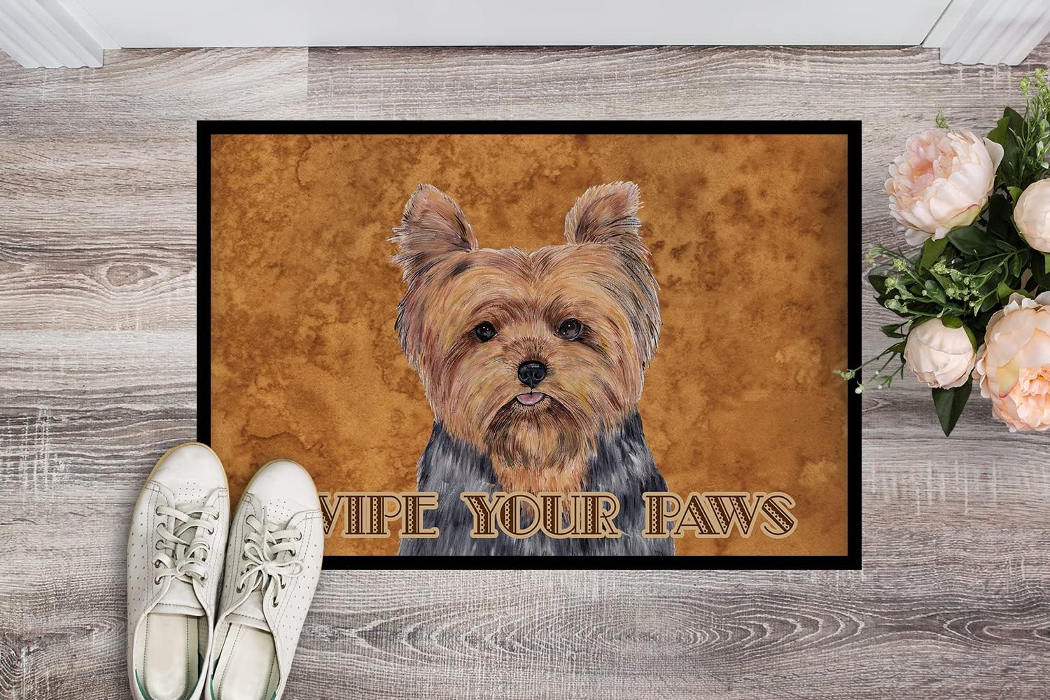 Caroline's Treasures SC9123MAT Yorkie Doormat 18x27 Front Door Mat Indoor Outdoor Rugs for Entryway, Non Slip Washable Low Pile, 18H X 27W