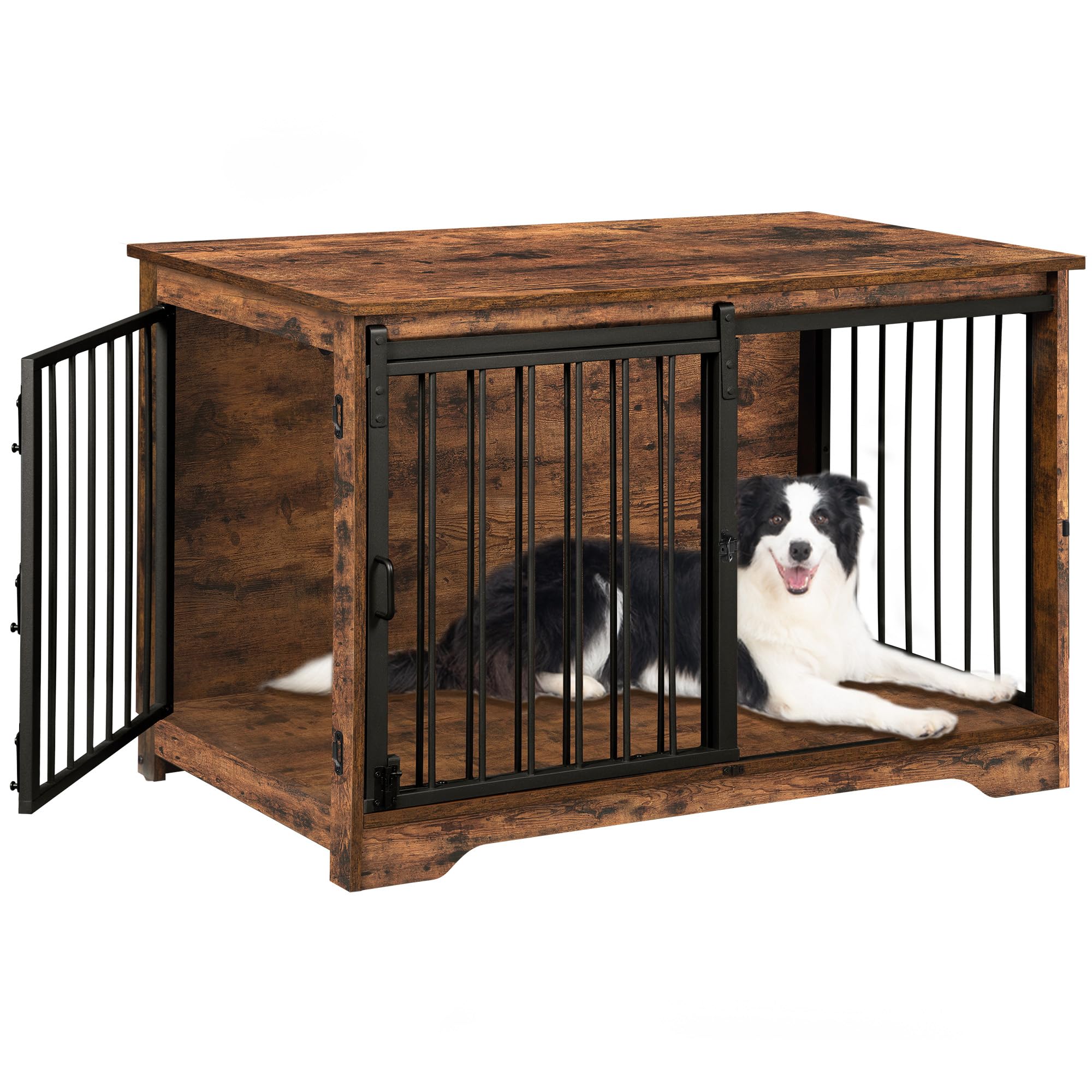 Hzuaneri 39.3 Inch Barn Door Dog Crate