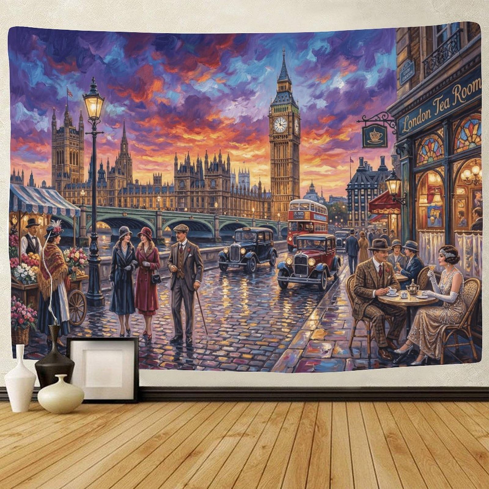 GPMNBCXZK Vintage Big Ben Wall Tapestry 3D Print Wall Art Decor Impressionist Tapestries Poster Home Decoration Bedroom Dorm 100cmx150cm