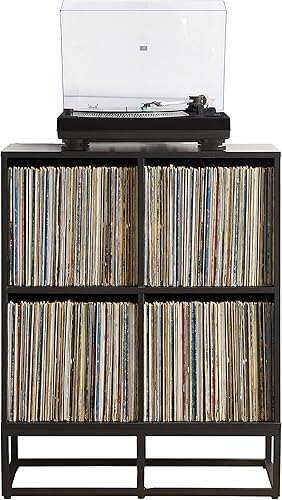 Crosley Furniture Enzo - Estantería de almacenamiento para discos de vinilo y soporte para jugadores, color negro