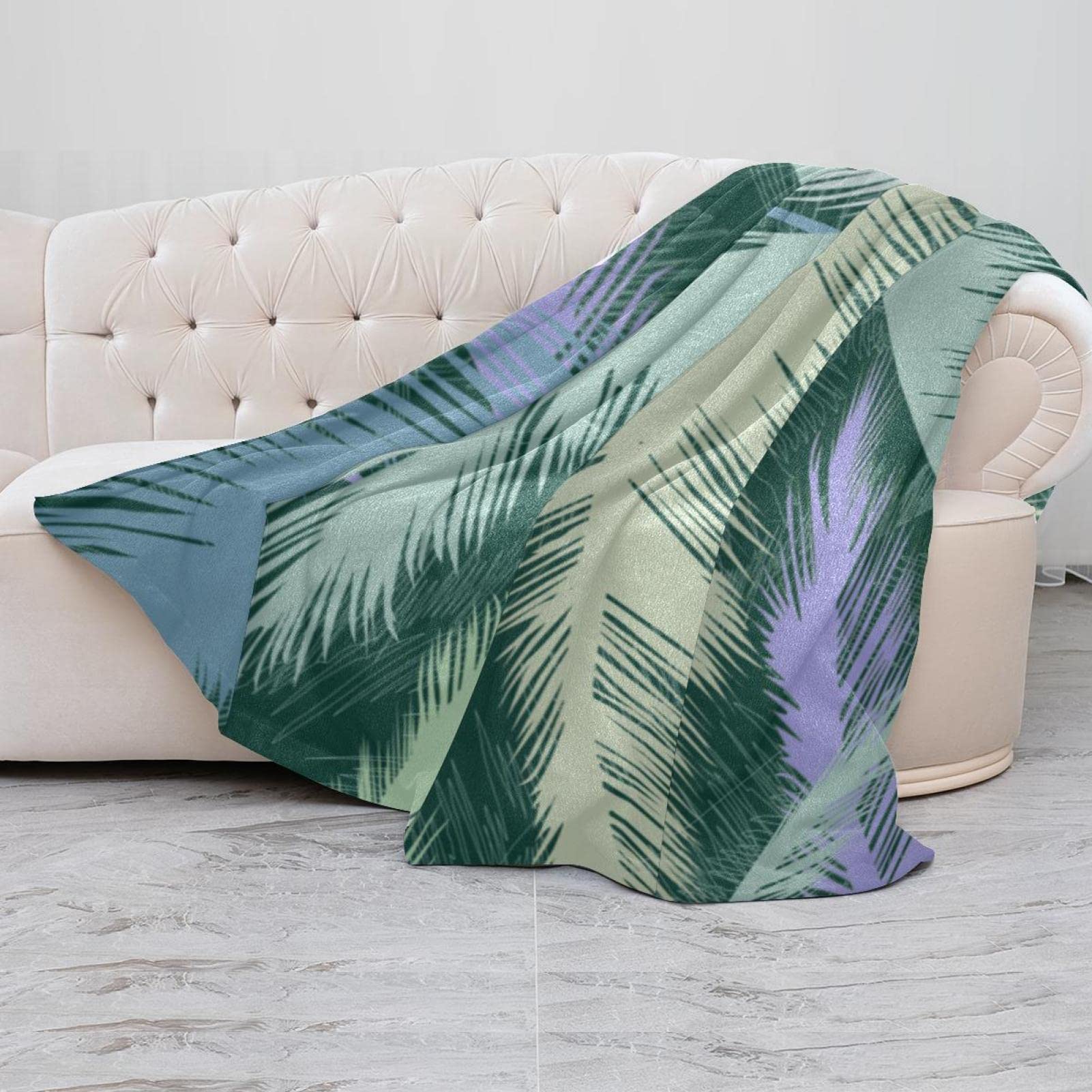 Coperta in pile, super morbida, lussuosa, decorativa, motivo floreale astratto, senza cuciture