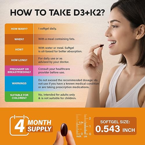 Miniatura 7 de Vitamin D3 K2 - Vitamin D3 10000 iu & K2 120 mcg - Immune & Mood Support, for Bone & Teeth Health - with Zinc, Vitamin C & B12 - Highly Bioavailable