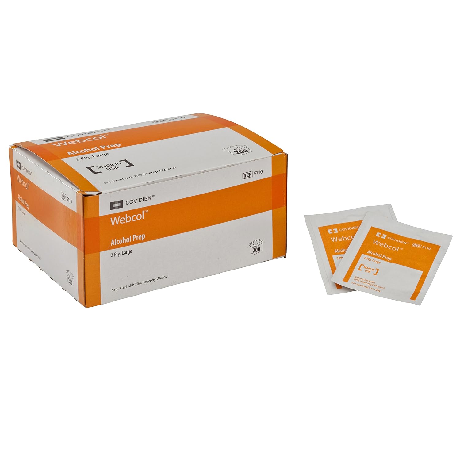 COVIDIEN 5110 Webcol Alcohol Prep, Sterile, Large, 2-ply (Pack of 200) : Health & Household