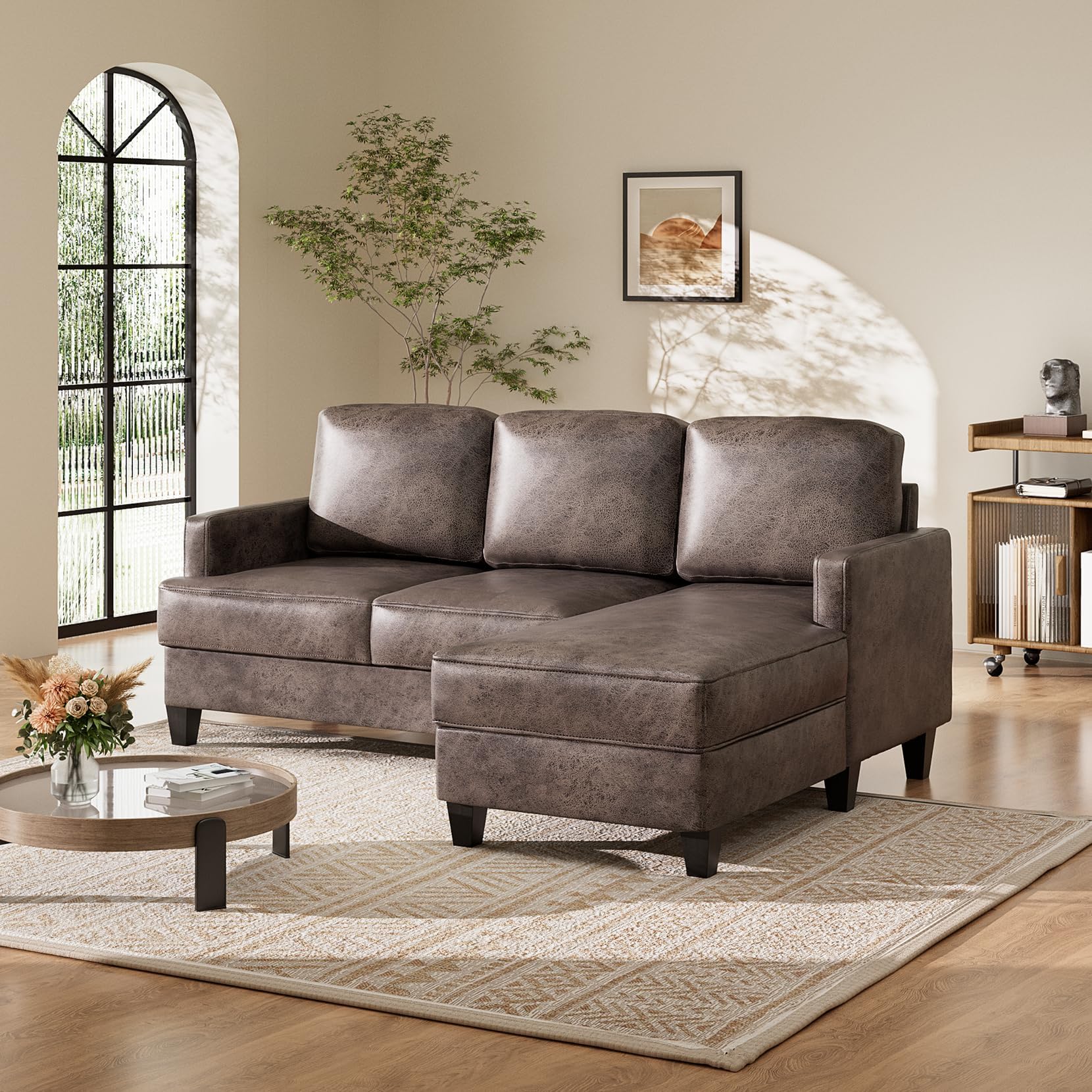 Amazon.com: Vesgantti 72 inch L Shaped Couches, 3 Seater Sectional Sofa