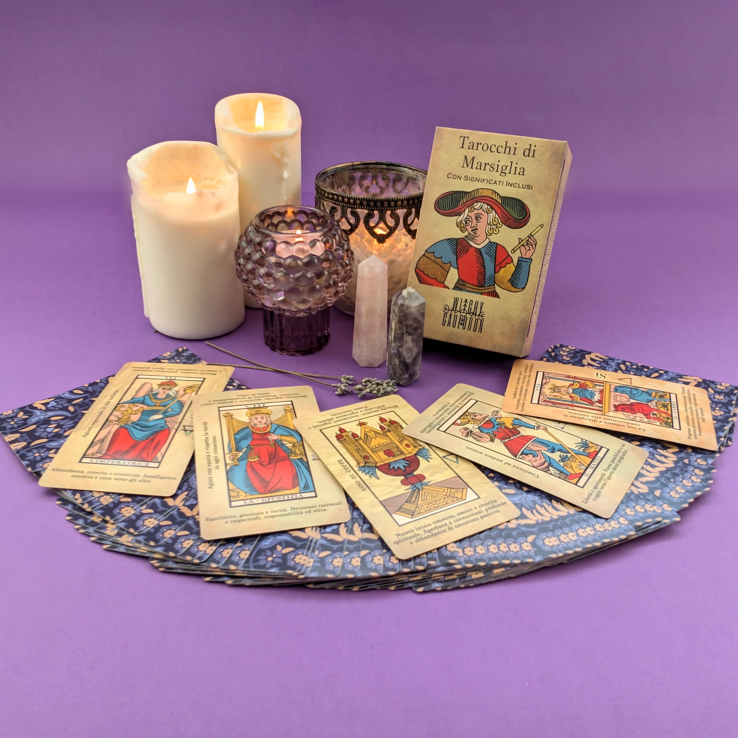 Witchy Cauldron – Tarocchi di Marsiglia per Principianti | Carte Tarocchi in Italiano con Significato| Mazzo Completo 78 Carte