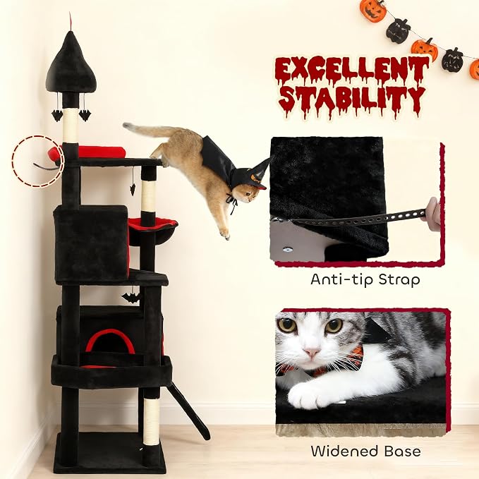 PawHut Árbol para Gatos Gótico 77.6 pulgadas Negro miniatura 8