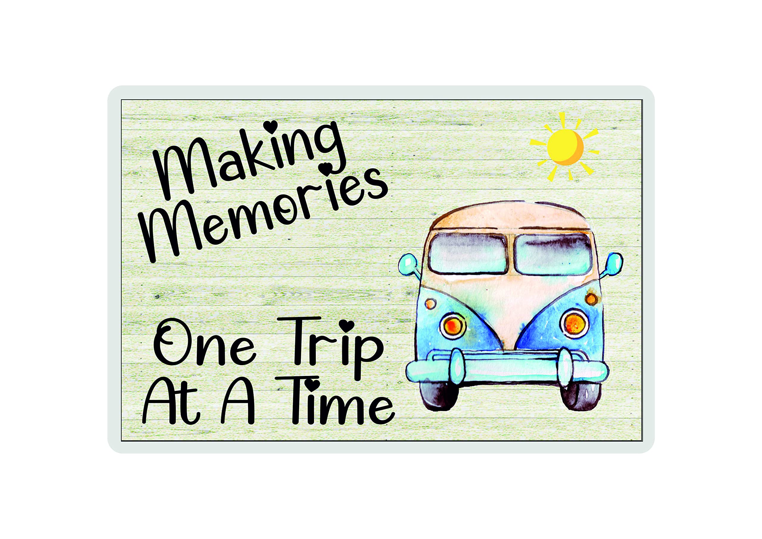 Decalarama White Campervan Fridge Magnet - Making Memories One Trip At A Time - Fun Campervan Gift, Cheeky Birthday Novelty Present