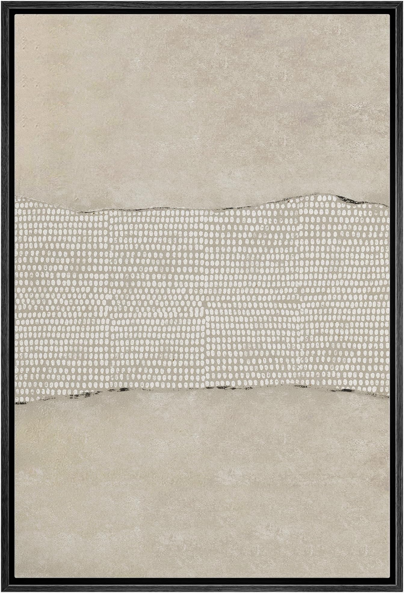 IDEA4WALL Framed Canvas Print Wall Art Grunge Tan Pastel Industrial Color Field Abstract Shapes Illustrations Modern Art Contemporary Relax/Calm for Living Room, Bedroom, Office - 24"x36" Black