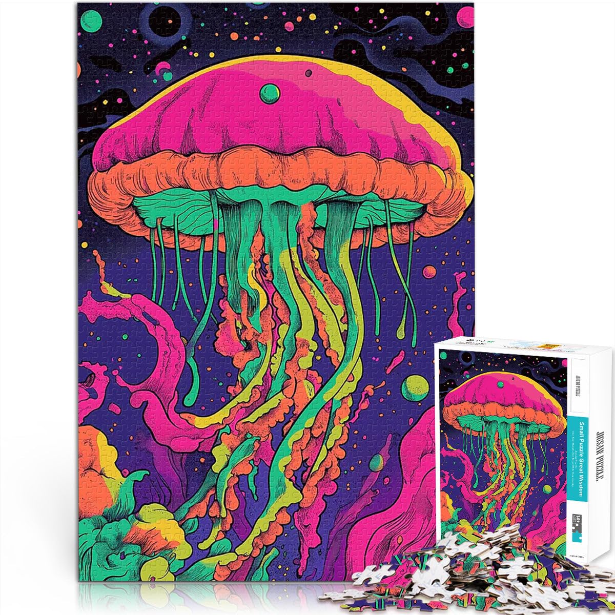 Psychedelic JellyfishJigsaw Puzzles 2000 Piece for teenagers Challenging Game Toys Every Piece is Unique - Challenging Family Fun Game 70x100cm