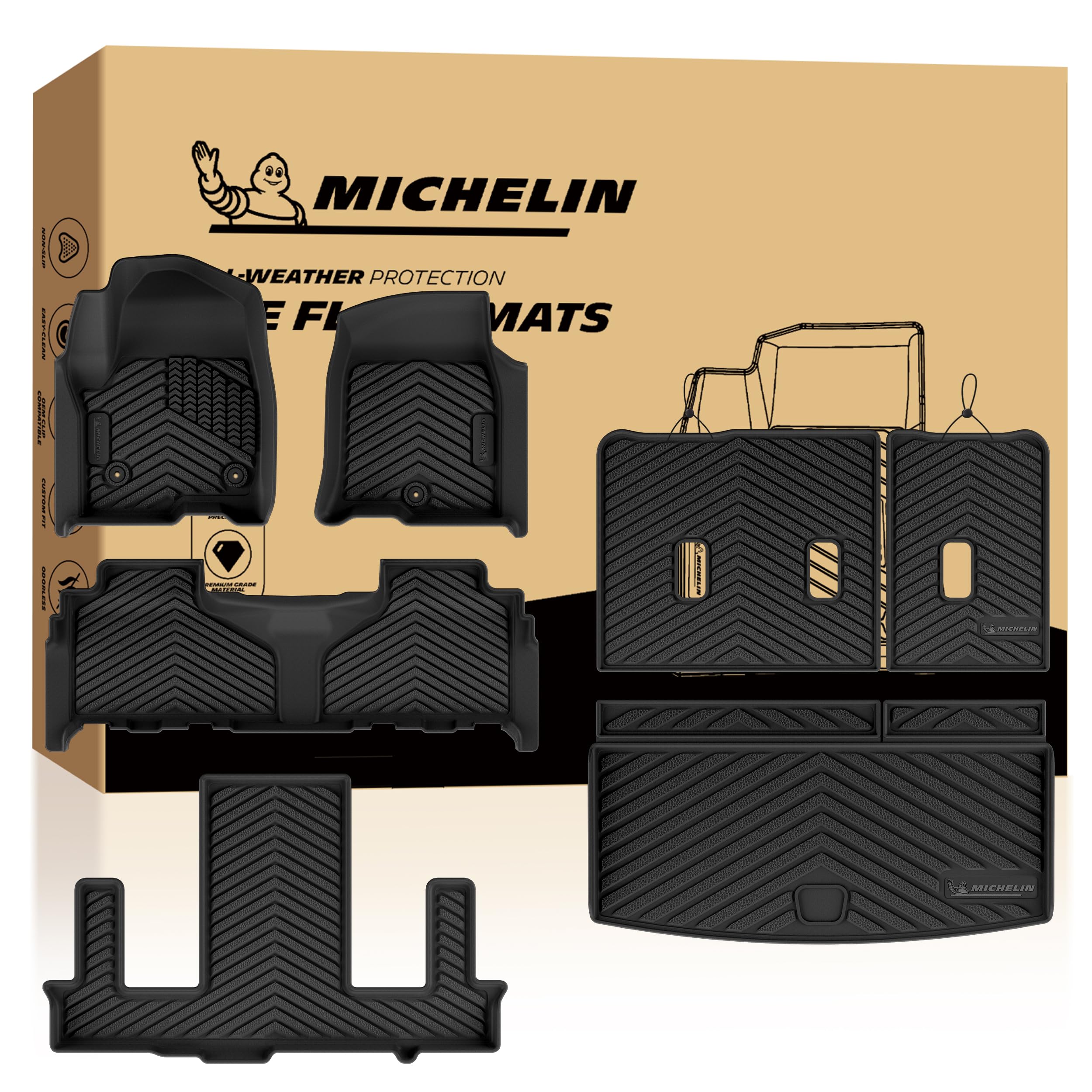 Michelin Vehicle Mats for 2021-2026 Tahoe/Yukon/Escalade 7-Seater (7 Piece)