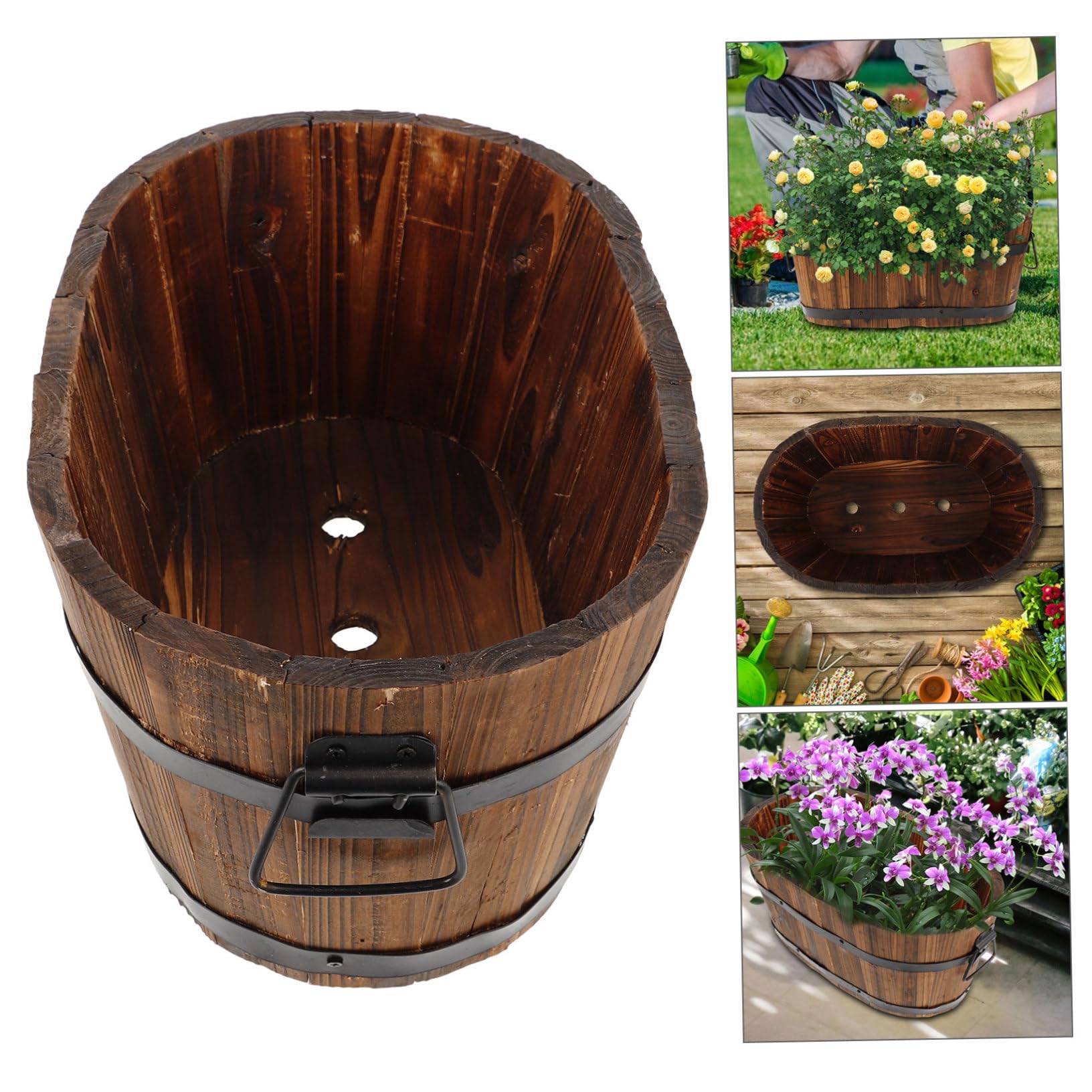 Jardinière en Bois Traité Anti-Corrosion pour Jardin Extérieur - Bac à Légumes Rectangulaire Petit Format