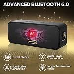 Monster S180 Bluetooth Speaker, 40W Wireless Speaker with 28H Playtime, Bluetooth 6.0, Stereo Sound, Wireless Stereo Pairing,Support AUX, TF, IPX6 Waterproof Speaker for Home, Outdoor,Party