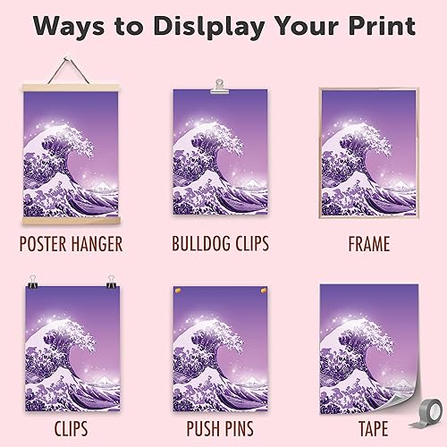 Miniatura 5 de Póster estético morado de 12 x 16 pulgadas sin marco, arte de pared de gran ola, decoración de pared genial, decoración estética de habitación