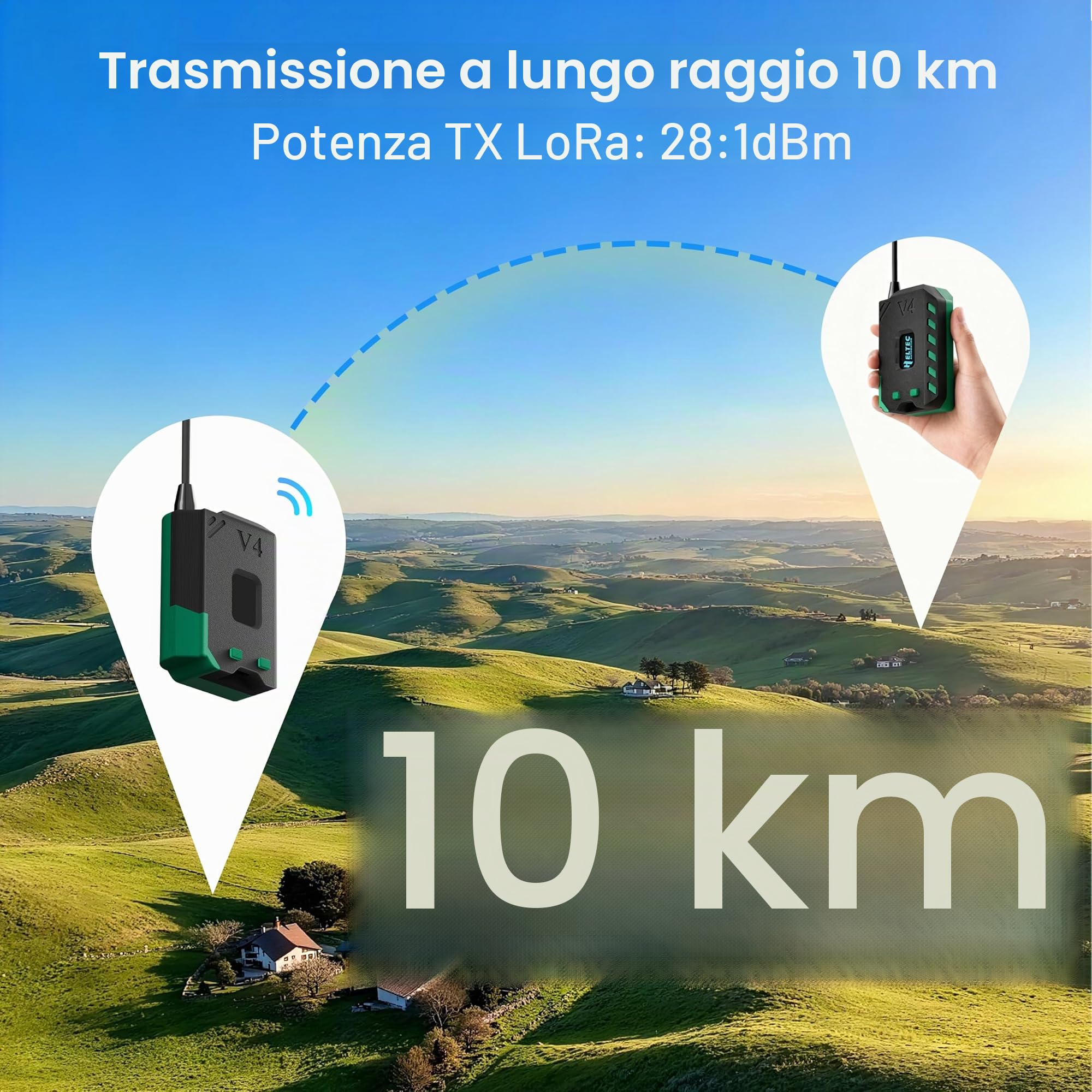 Heltec - Confezione da 2 batterie WiFi LoRa 32 V4 con display OLED 27dBm ESP32-S3 SX1262, set completo di custodia per Meshtastic IoT Arduino (confezione da 2 batterie da 3000 mAh + antenna +
