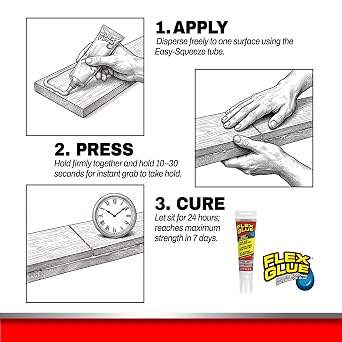 Flex Glue Rubberized Waterproof Adhesive, Clear, 2.8 oz Tube, 1-Pack