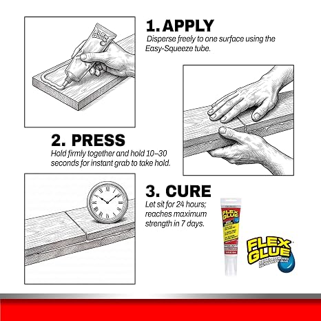 Flex Glue Rubberized Waterproof Adhesive, Clear, 2.8 oz Tube, 1-Pack