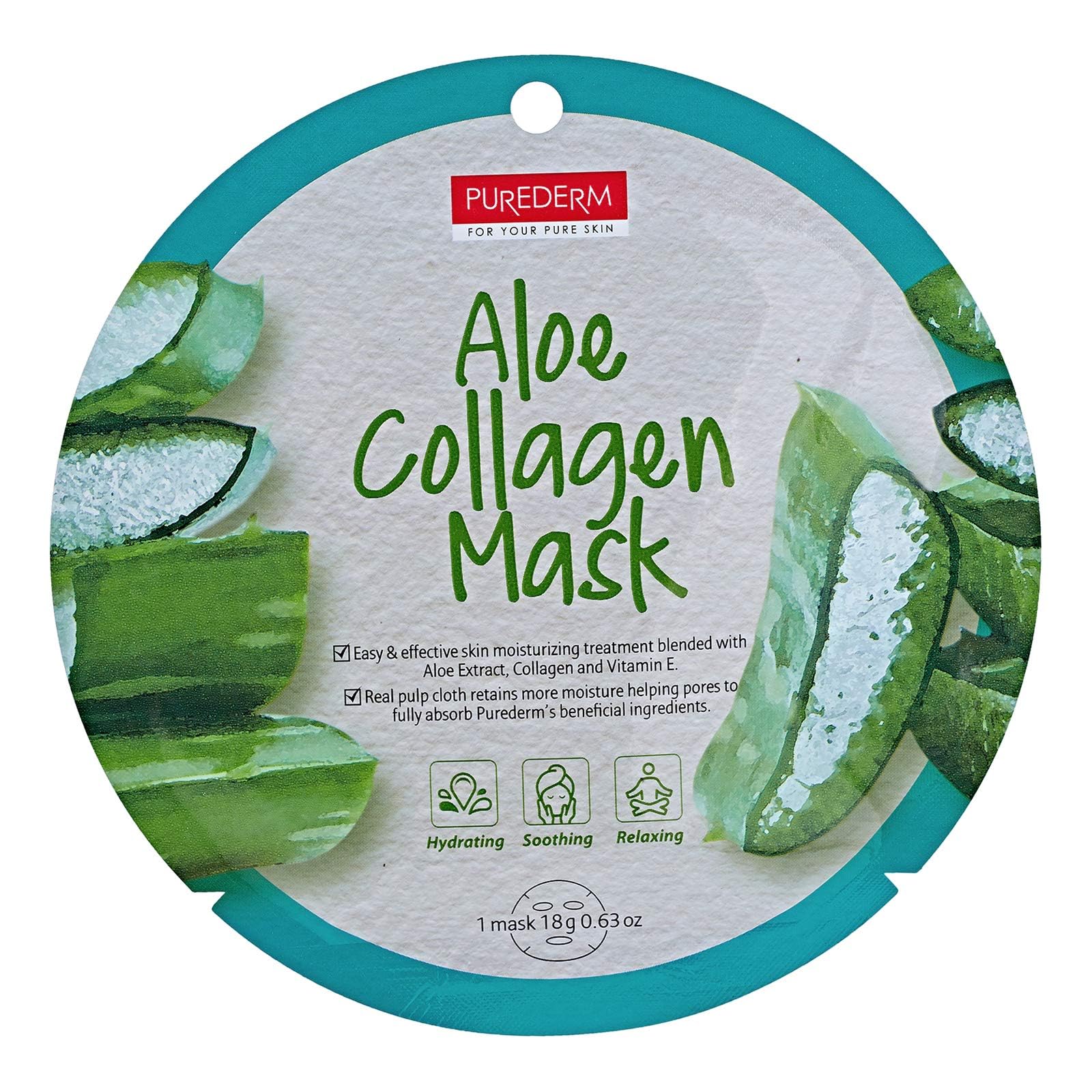 PuredermAloe Collagen Sheet Mask - 1 Piece