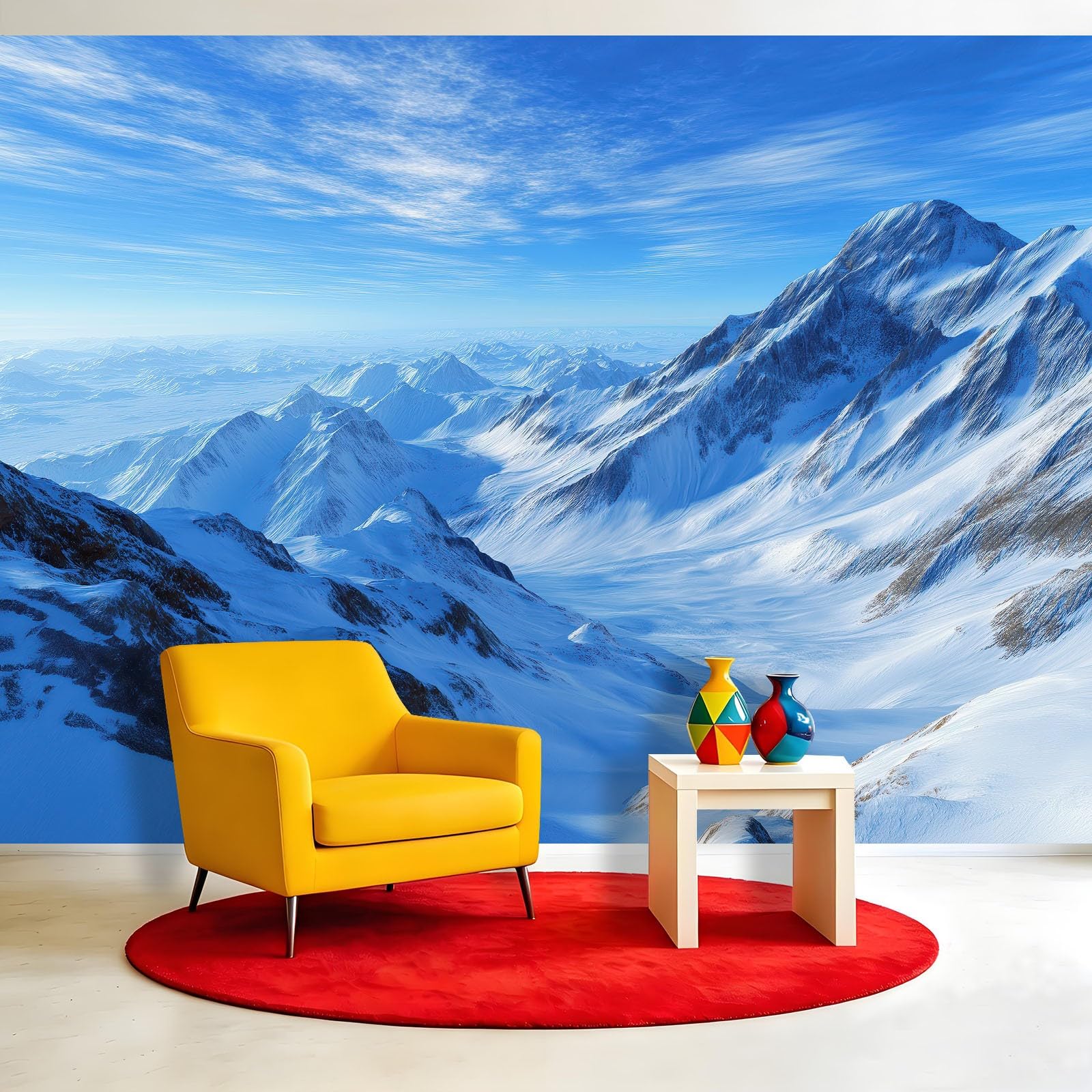 Genérico - Papel pintado (200 x 140 cm), diseño de montaña nevada, color verde