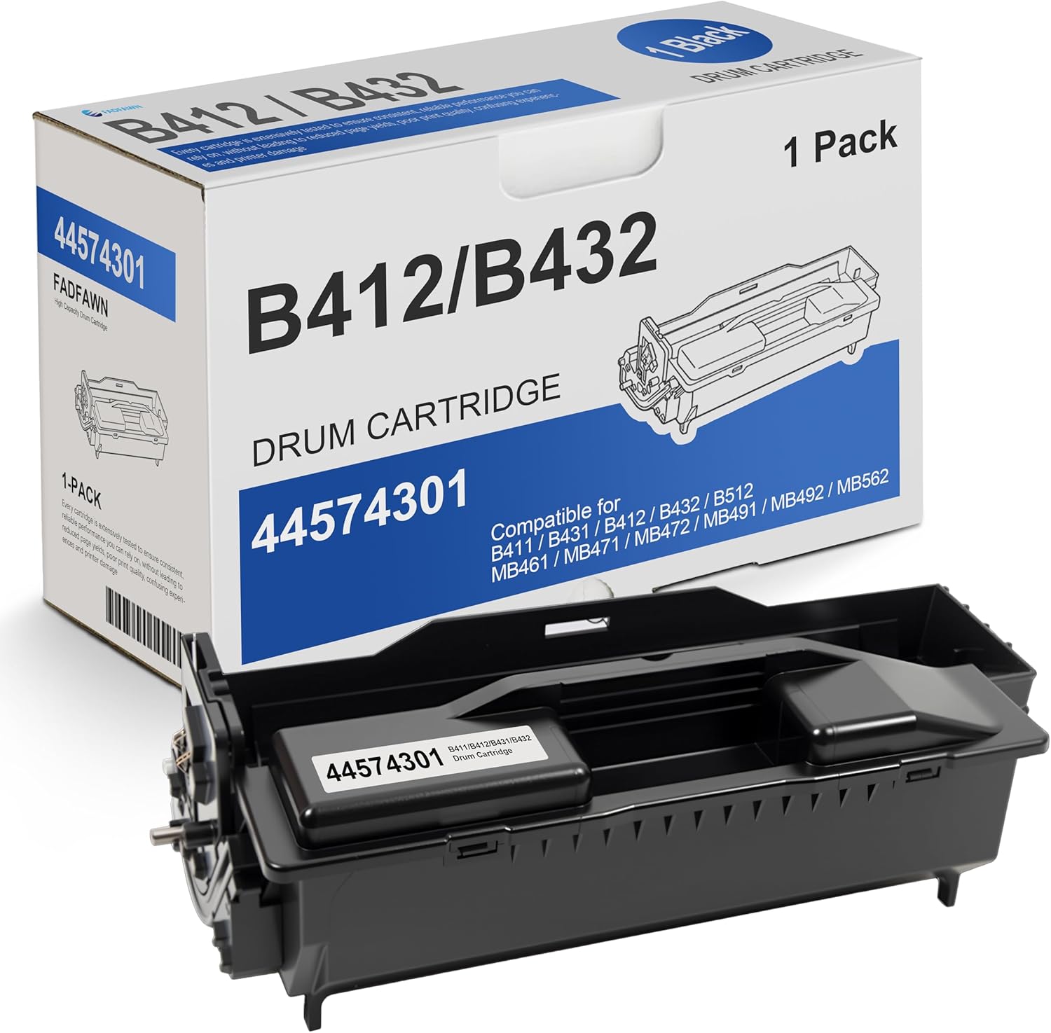 44574301 Drum Cartridge 1 Pack: Replacement for OKI 44574301 B411 B412 B431 B432 MB471 MB472 MB491 MB492 MB461 B512 MB562 Series Printer