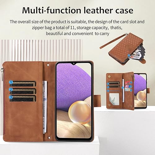 Miniatura 3 de Asuwish Funda para teléfono Samsung Galaxy A32 4G de 6.4 pulgadas, con protector de pantalla de vidrio templado y correa cruzada para la muñeca, con