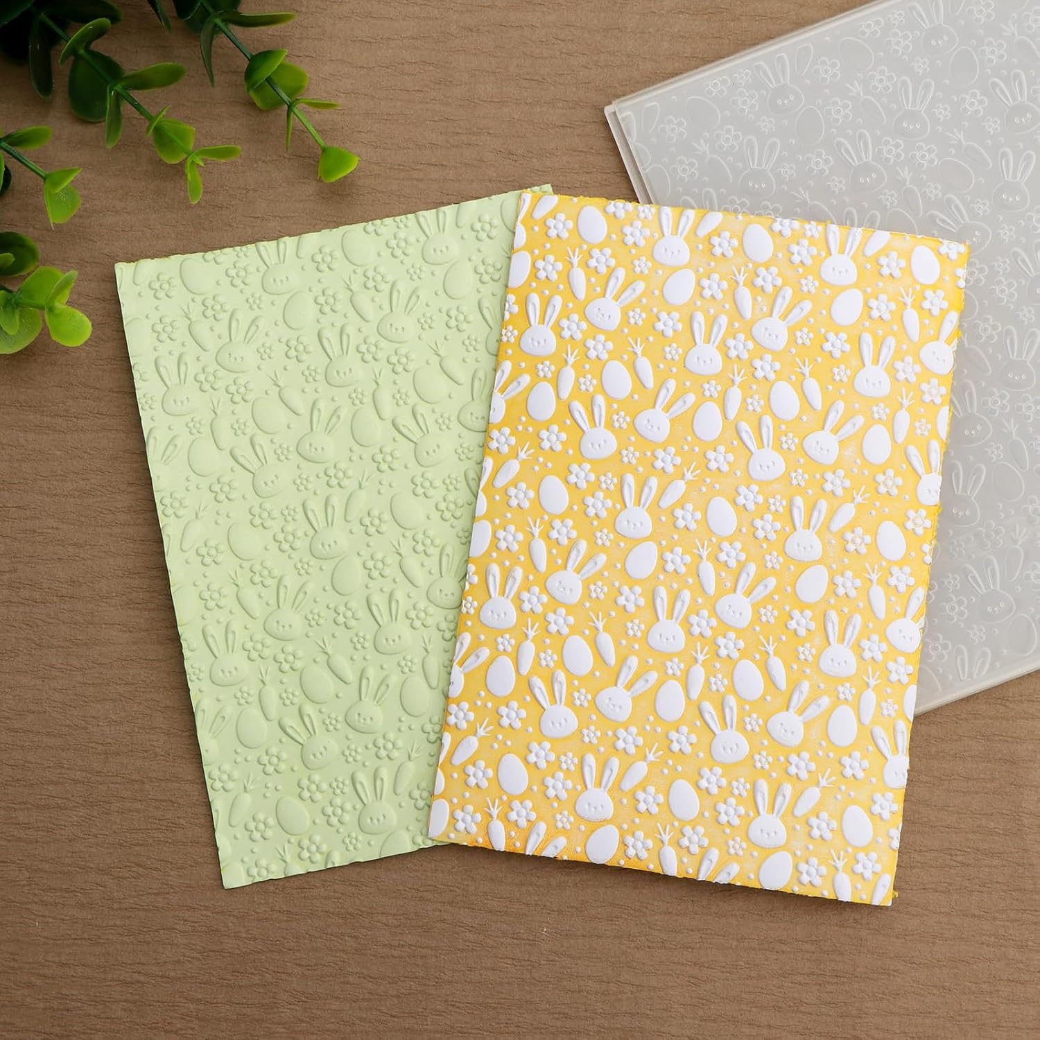 Briartw Rabbit and Carrot 3D Embossing Folder Create Textured Backgrounds for Card Making and Scrapbooking and Other Paper Craft Album Stamps DIY Decoration,Clear Plastic Texture Fades Template