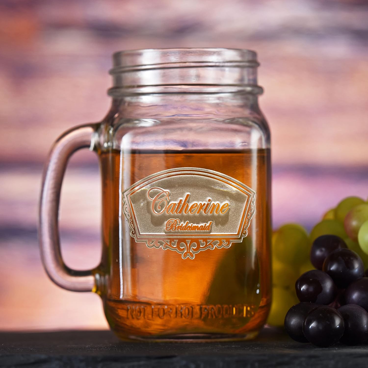Wedding Mason Jar Mug, Bridesmaid, Engraved Favors