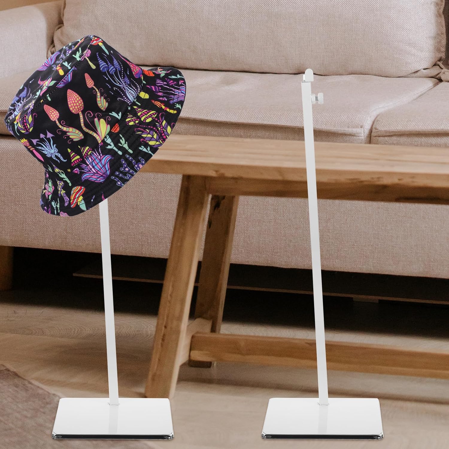 Adjustable Metal Handbag Display Rack Bag Holder Purse Hanger Organizer 7-shaped Matte White Finish for Home and Retail Store Bag Display