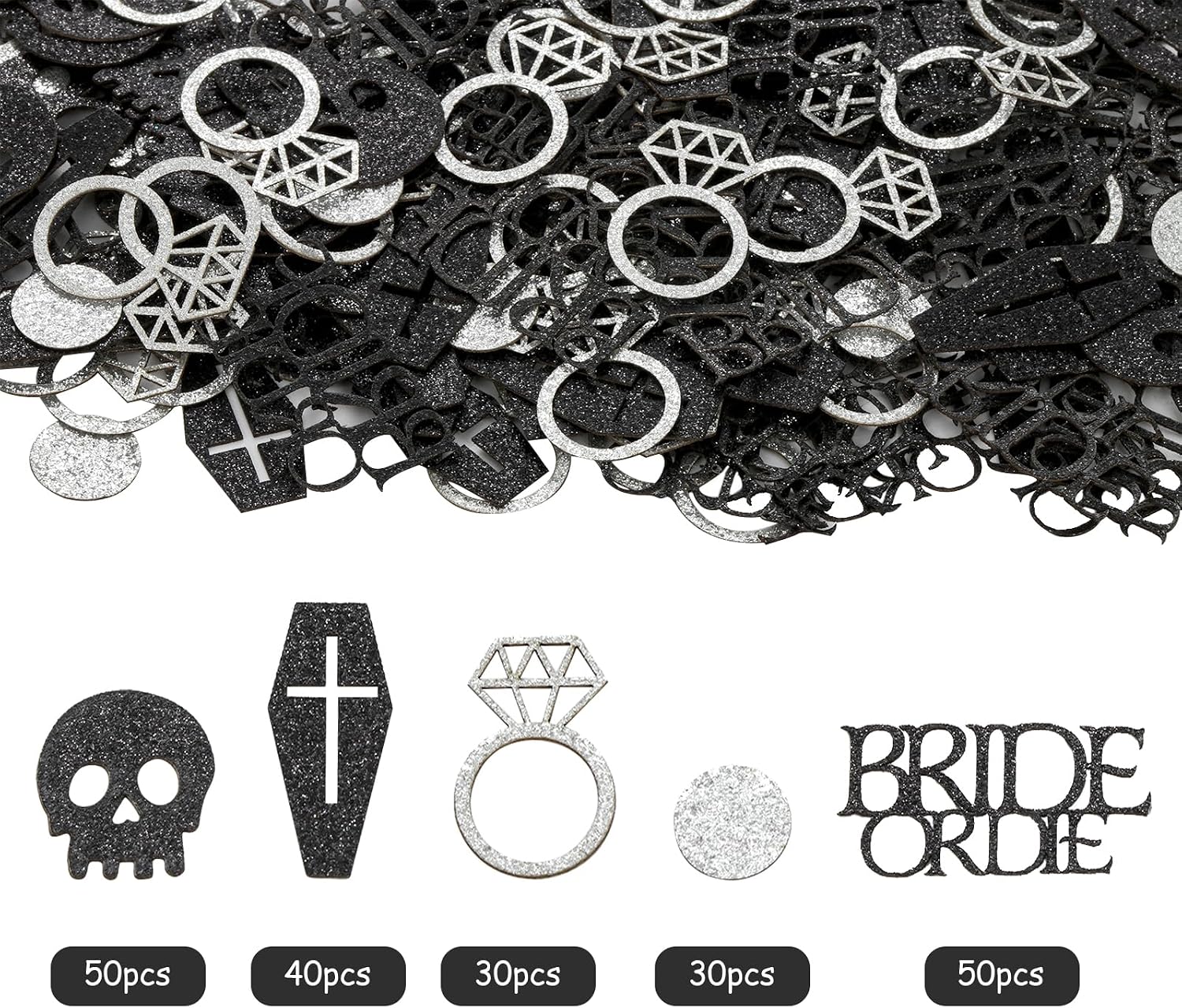 200pcs Bride Or Die Confetti, Bachelorette Party Table Decorations for Women Girls, Rip Theme Bridal Shower Engagement Wedding Party Supplies Glitter Paper Table Scatters