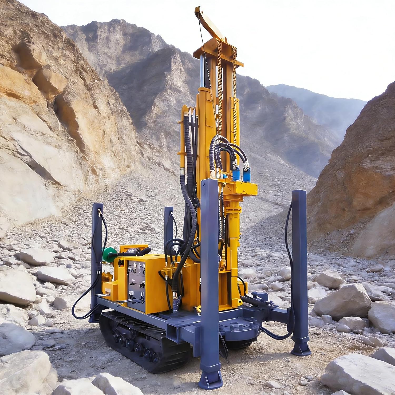 Advanced Pneumatic Borehole Drilling Rig for Water Well Installation in Multi Layer Geological Terrains Suitable for Farming Livestock and Residential Wells