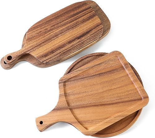 Miniatura 8 de Tabla de quesos de madera prémium con mango cuadrado de 15 pulgadas, tabla de cortar de madera de nogal 100% natural, accesorio de cocina duradero y