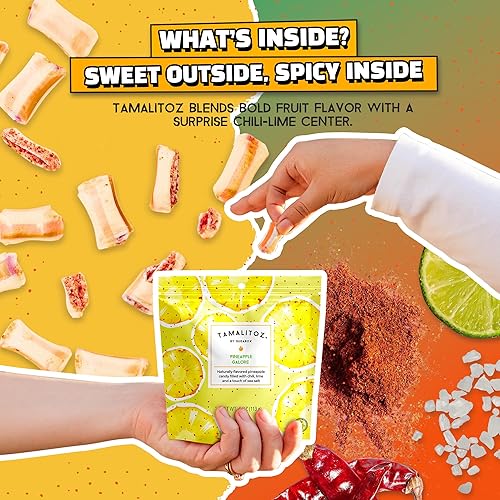 Vista 131 de Tamalitoz de Sugarox - Paquete de 8 caramelos duros hechos a mano con mango dulce y picante hecho a mano con chile en polvo, lima y sal marina.