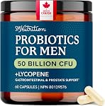 Probiotics for Men | Gut Health & Prostate Support | 50 Billion CFU with 15 Probiotic Strains | With Lycopene for Prostate Support | Men’s Gut Health Supplements | Non-GMO | Made in Canada | 60 Ct