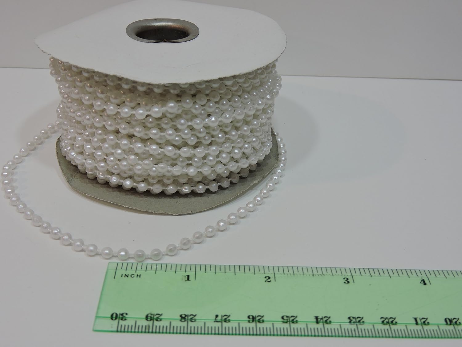 24 yards, 4mm Faux Pearl Plastic Beads on a String Craft Roll (Choose from 4 colors) (White)