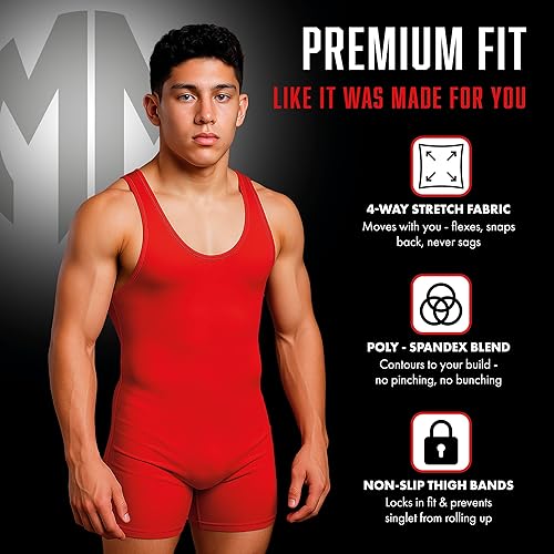Miniatura 9 de Matman Edge Wrestling Singlet Men Boys Spandex Weightlifting Solid Color