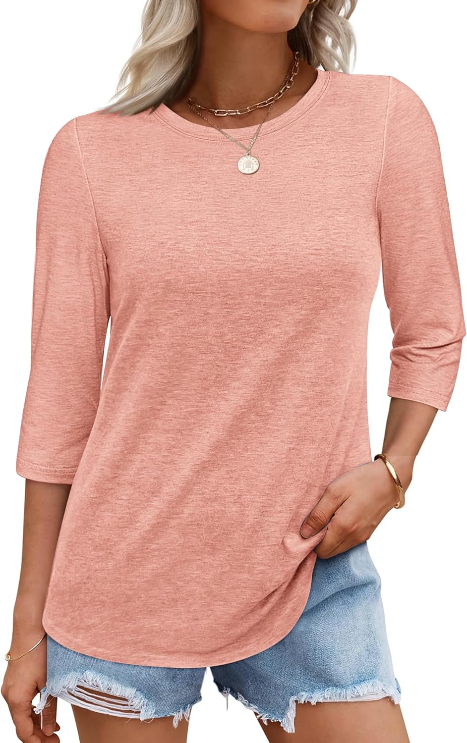 ATHMILE Womens 3/4 Sleeve Blouse Summer Tops Fall Shirt Fashion Blouses Beach Vacation Clothes Spring Tunic 2026 Trendy - Image 5