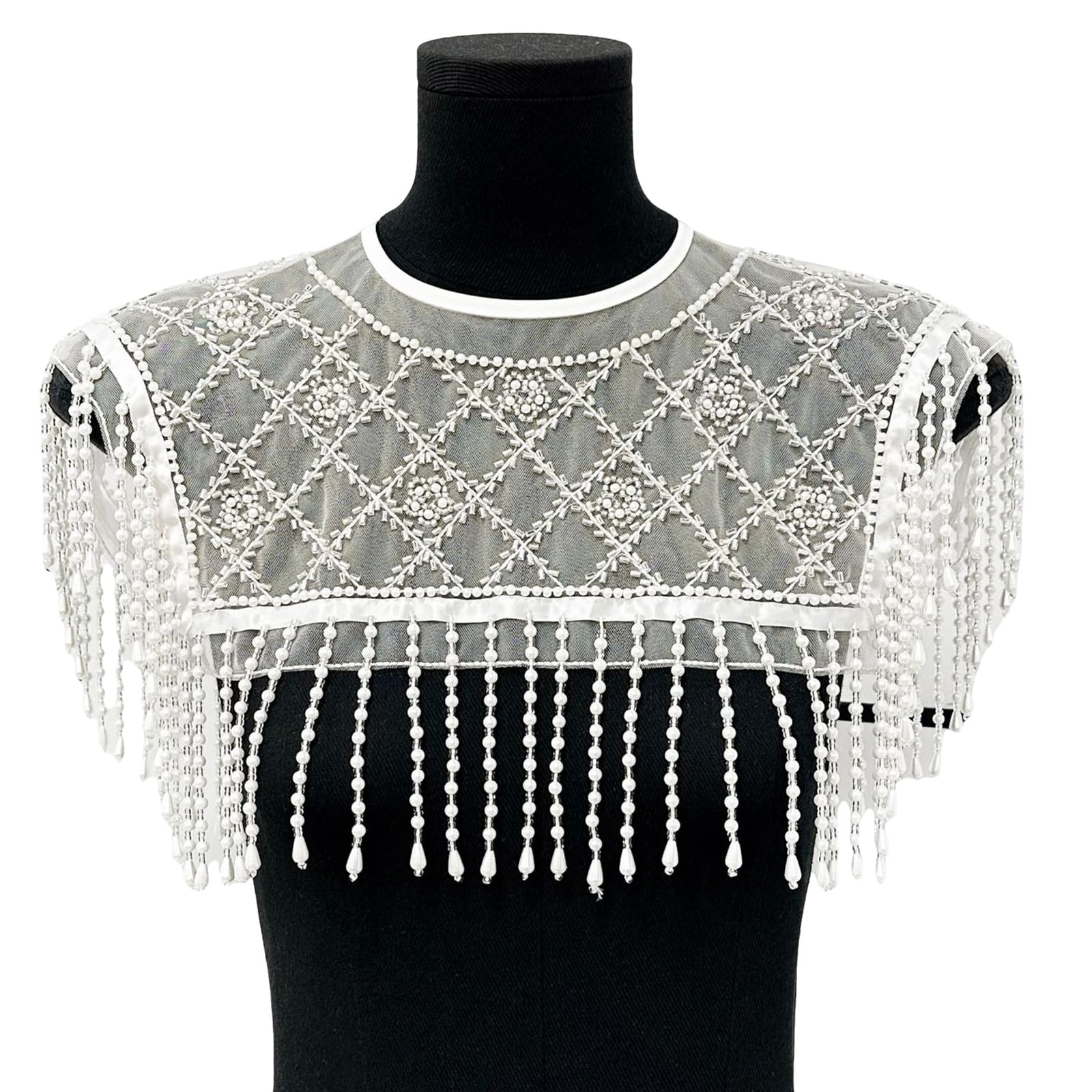 MICFENY Luxurious Faux Collar with Lace and Artificial Pearls Beadwork Design For Chinese Fashion Costume Accessories