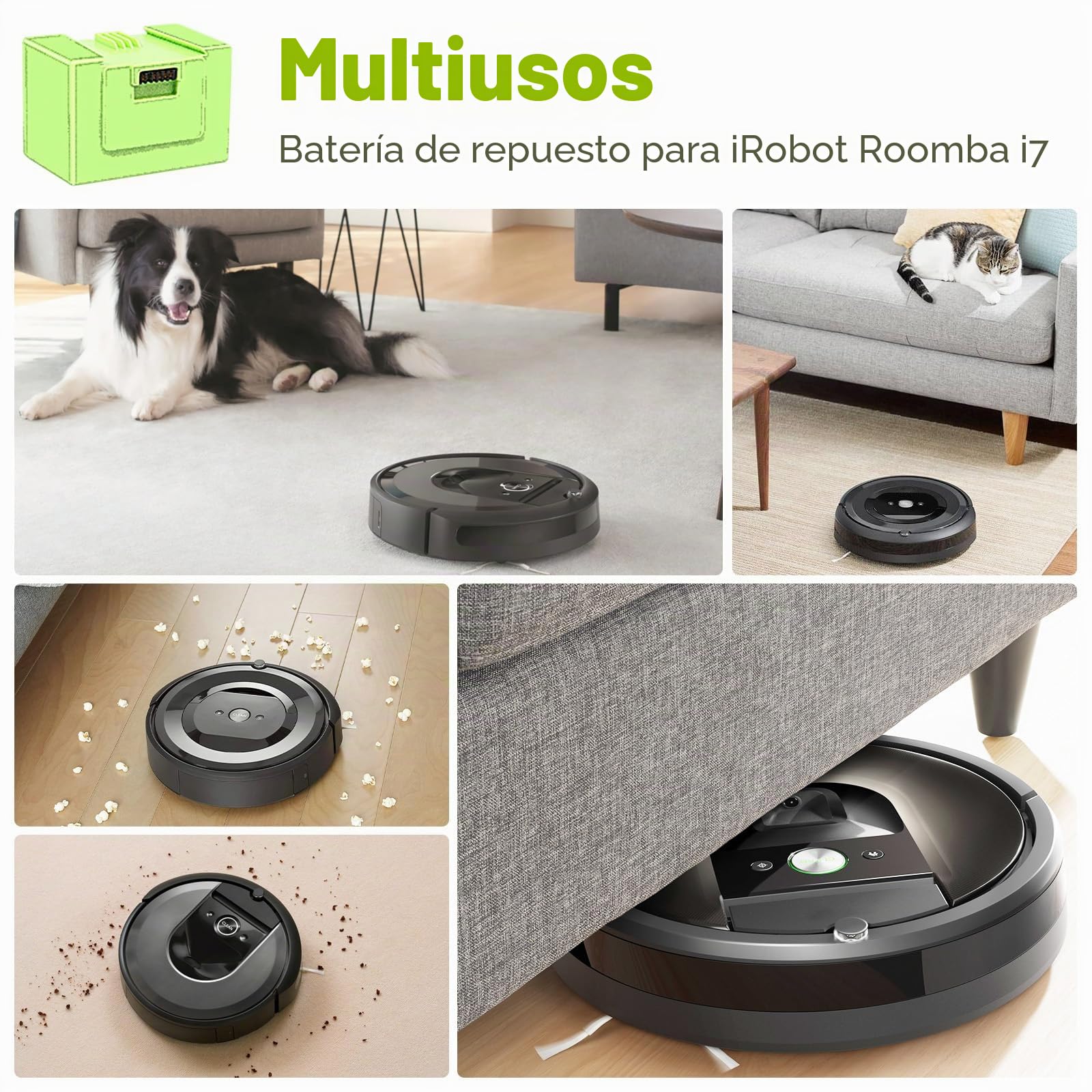 5000mAh Batería de Ion de Litio para i7, ASUNCELL 14,4V batería de Repuesto para iRobot Roomba e y i Serie i7 / i7+ i4/i4+ i3/i3+ e5 e6 i7158 i7550 i7550 i7550 7150 7550