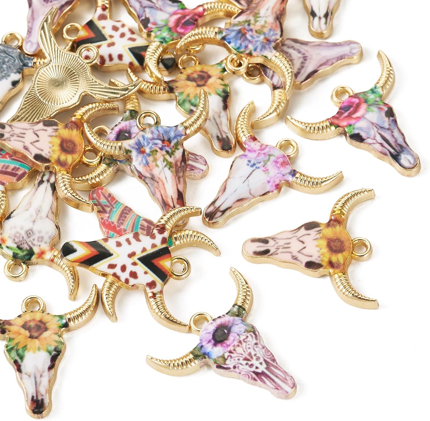 Craftdady 22Pcs Enamel Animal Charms - 11 Colors Ox Cattle Head Charms Light Gold Bull Head Pendants for DIY Earring Jewelry Making Supplies - Image 8