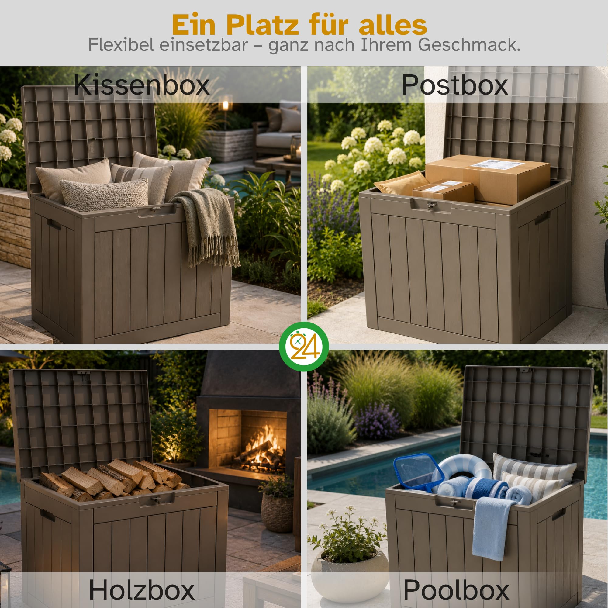Ondis24 City Cube Scatola in plastica 110 l beige 55 x 43 x 53 cm portata 75 kg