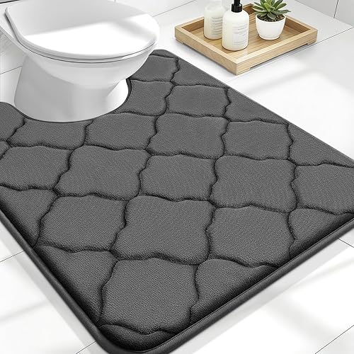 OLANLY Memory Foam Toilet Rugs U-Shaped 24x20, Ultra Soft and