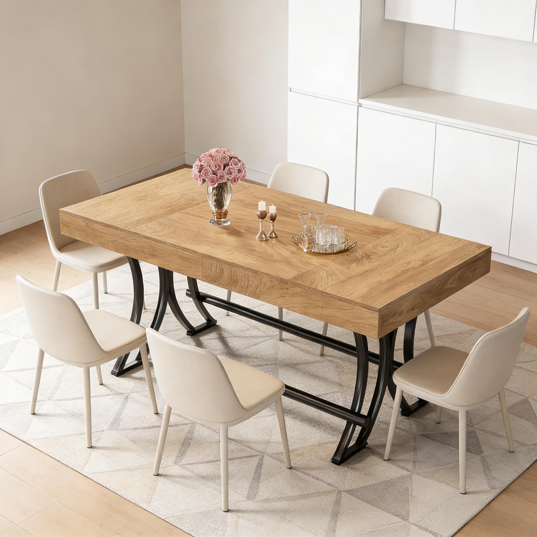 Tavolo da bar a isola da cucina, 160 x 70 cm, tavolo da pranzo industriale per 6-8 persone, altezza 90 cm, con poggiapiedi, effetto legno e metallo, nero/marrone