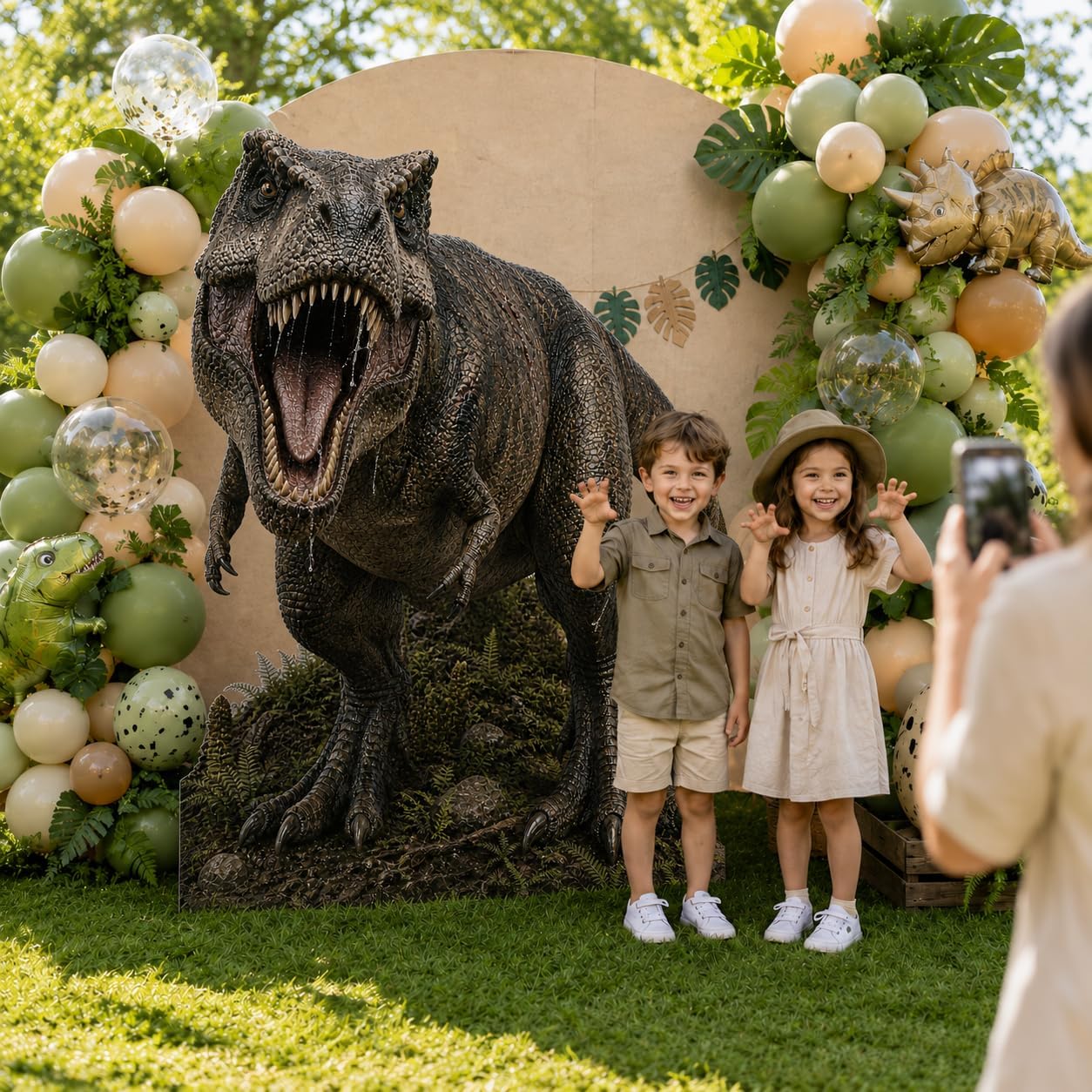 4.59 ft Dinosaur Cardboard Cutout, Large T-Rex Standup Cutout Party Decoration, Jurassic Dinosaur Photo Backdrop Prop for Kids Birthday Party, Theme Party Supplies
