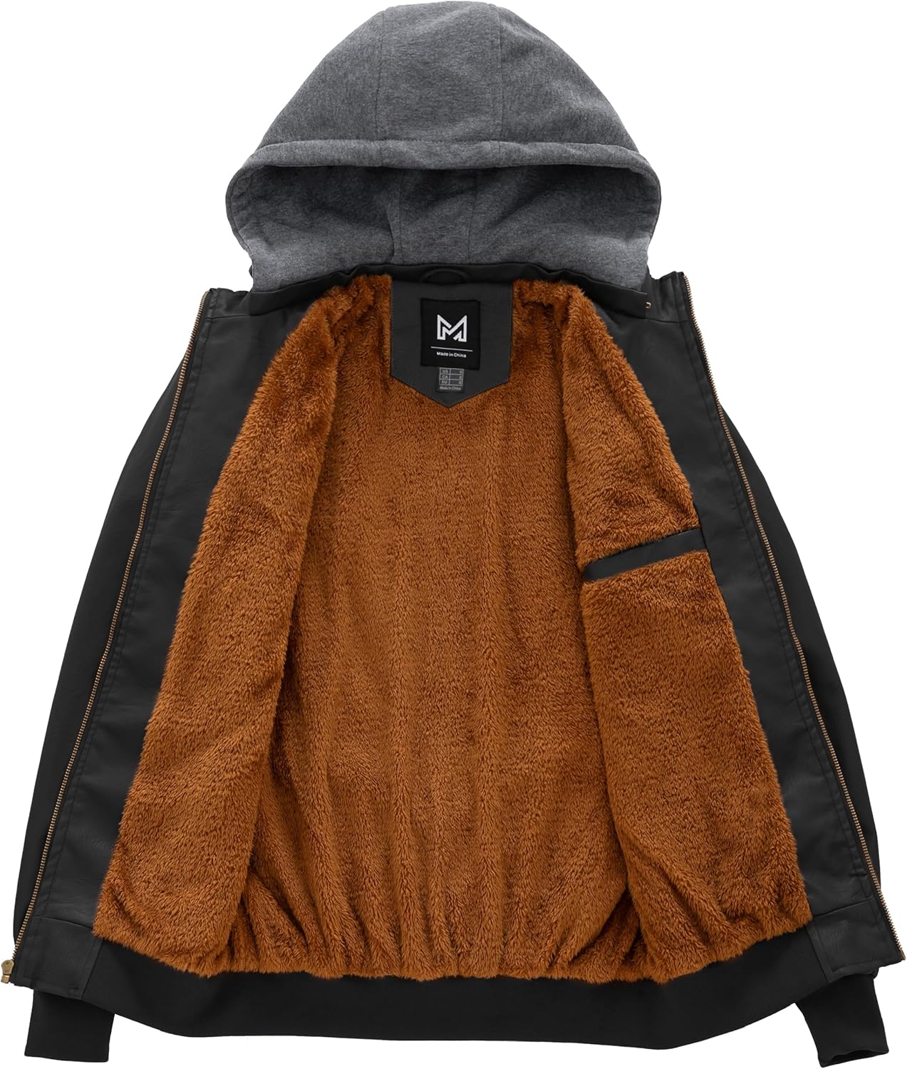 KVE Men's Faux Leather Jacket Waterproof Motorcycle Bomber Jacket Vintage PU Moto Biker Coat - Image 4