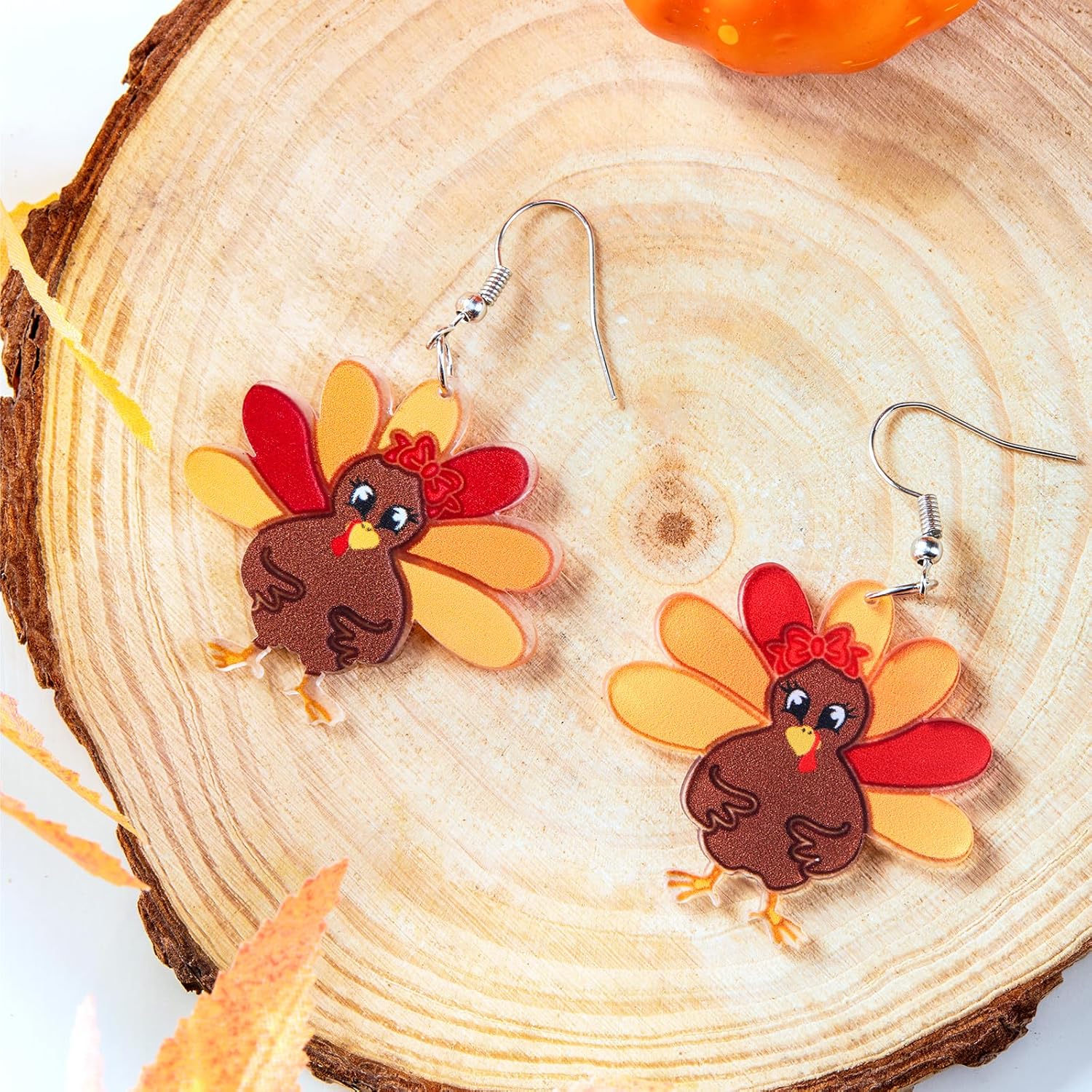 Thanksgiving Turkey Earrings for Women - Cute Turkey Style Earrings Fall Earring Studs Great Thanksgiving Jewelry Accessory Holiday Gifts for Women Girls - Image 5