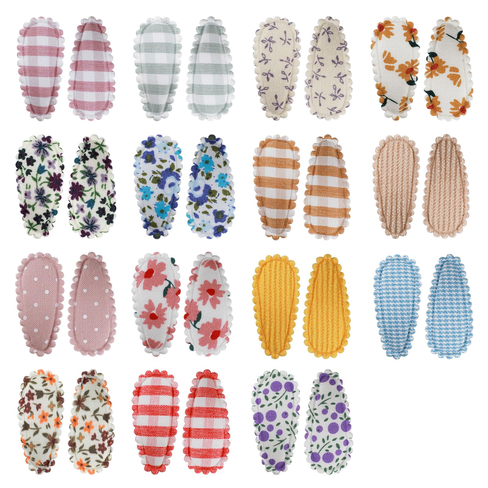 30 Pcs Baby Snap Hair Clips, 1.5 Inch Non-Slip Wrapped Hairpins for Girls, Toddler Flower Hair Clips, Baby Hair Accessories for Infants, Kids Hair Clips for Fine Hair, Toddler Hair Accessories Set