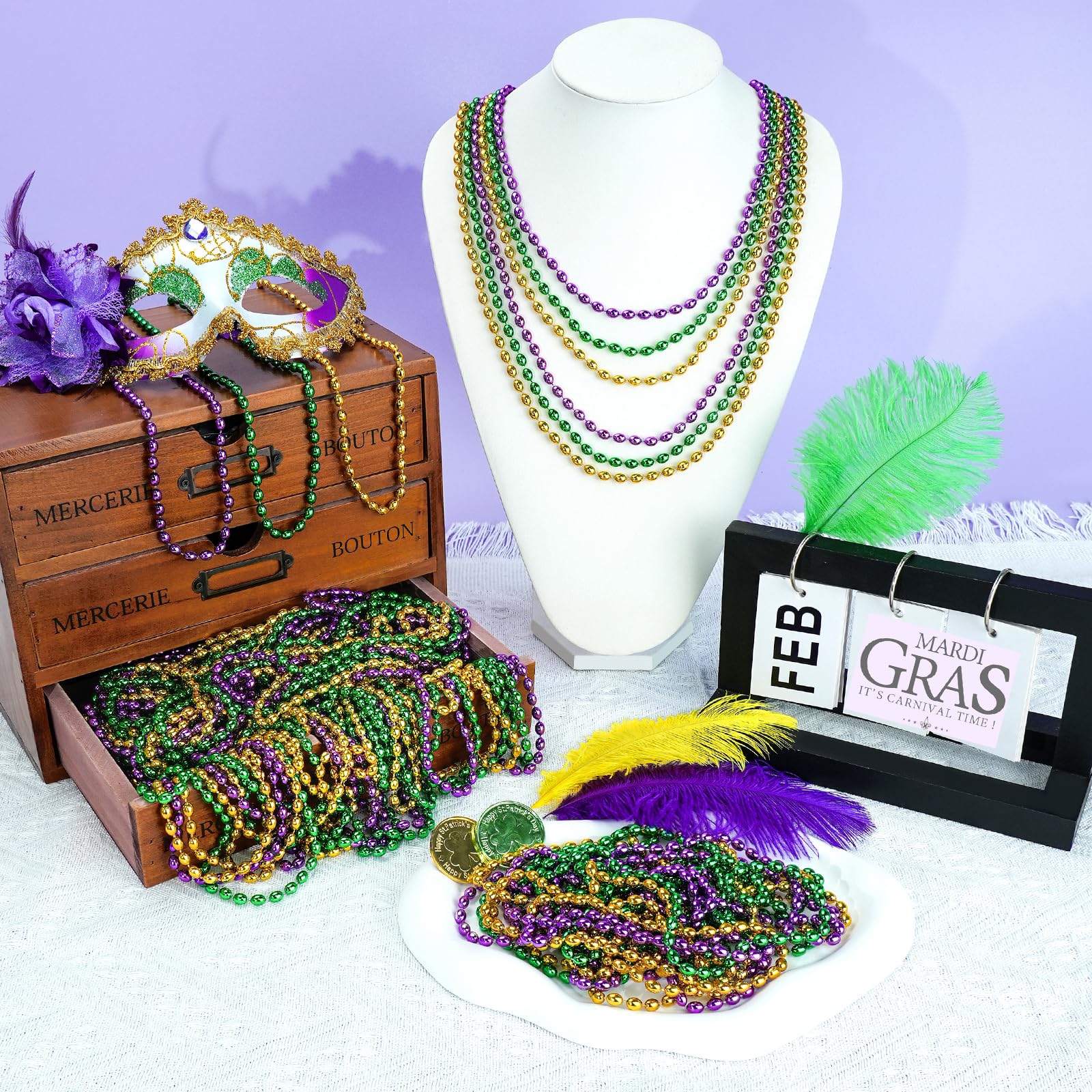 Purple Necklace YAXINRUI 72 PCS Purple Bead Necklaces, Purple