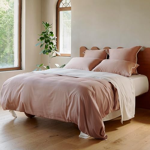 Funda de edredón de algodón Tencel de doble puntada, funda de edredón tamaño King, juego de ropa de cama de lujo y suave de eucalipto lyocell para